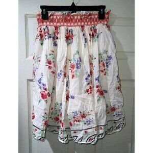 Odel Floral Wrap Cotton Skirt Multicolor Size Small Gauze Cotton